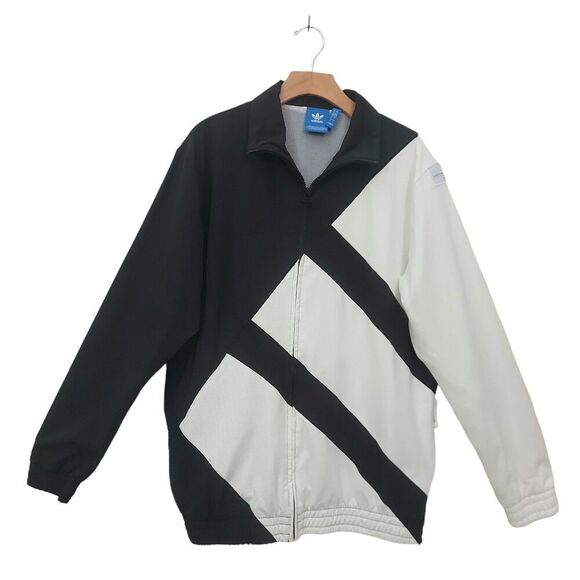Adidas EQT Track Jacket Mens Large White Black Full Zip Breathable Athletic